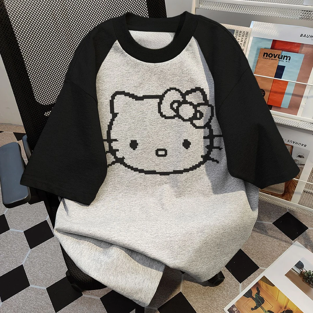 欧美潮流设计感印花胖MM百搭T恤夏季大码女装2-300斤宽松短袖上衣