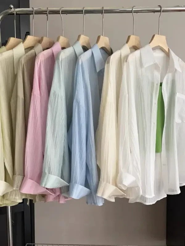 2025【夏日现货】夏季莱赛尔肌理感夏季防晒薄款长袖宽松显瘦衬衫