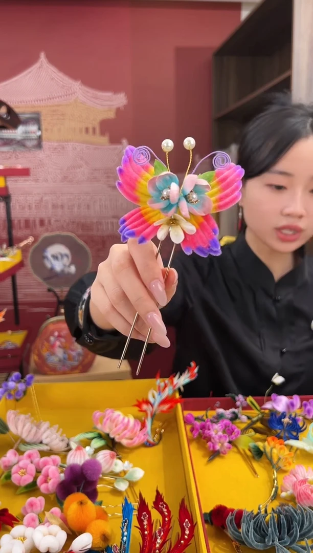 【闪购商品】刺绣非遗绒花（发饰）