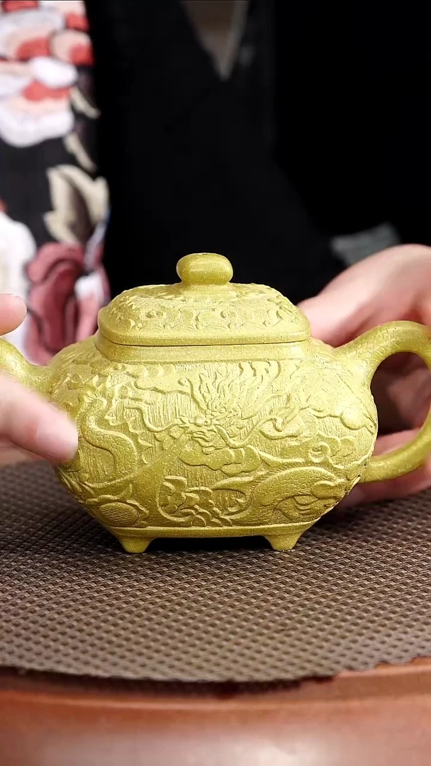 茶壶紫砂BW34丁雪英四方传炉冷金黄280cc