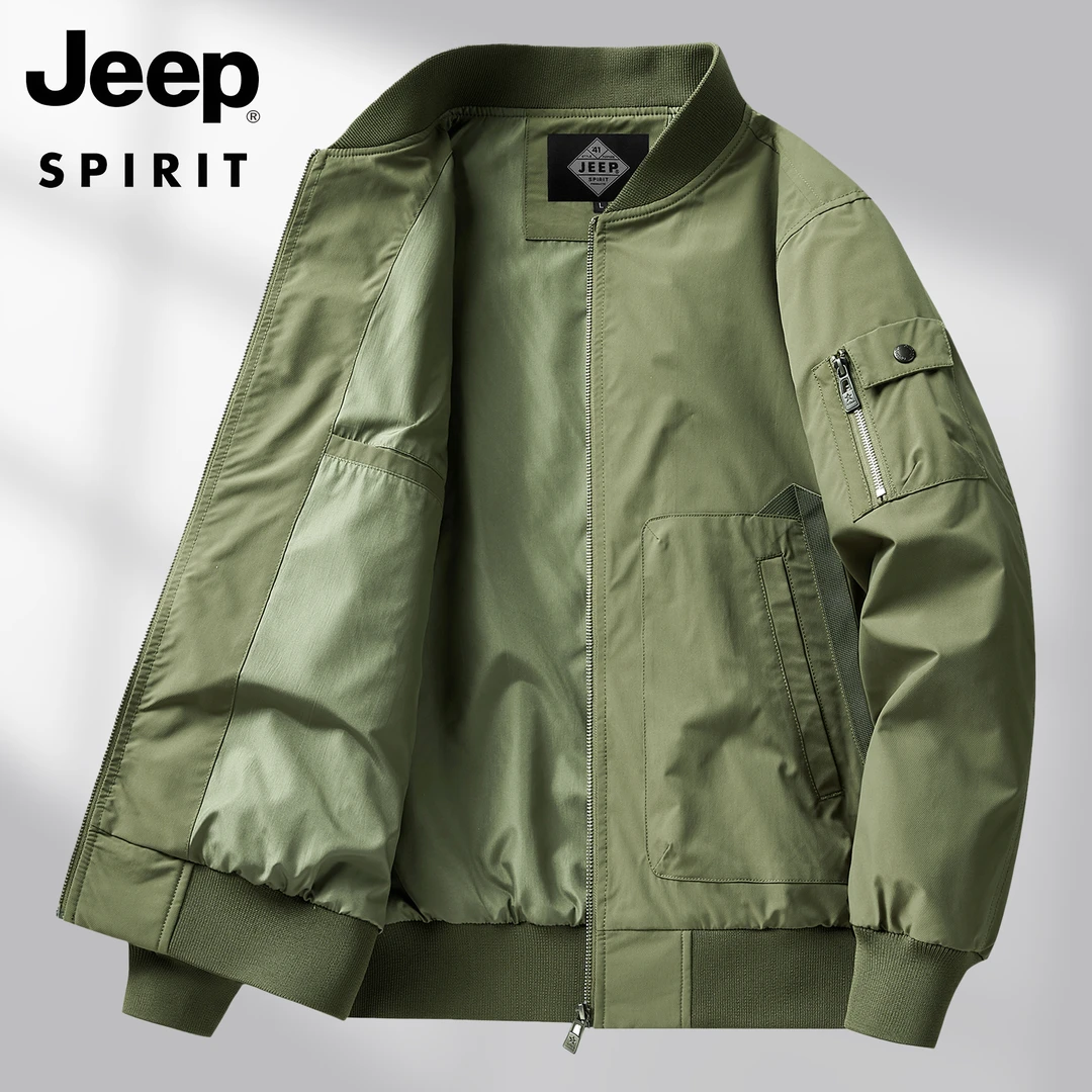 jeep吉普棒球领男士外套2025秋季新款美式复古水洗棒球服夹克上衣