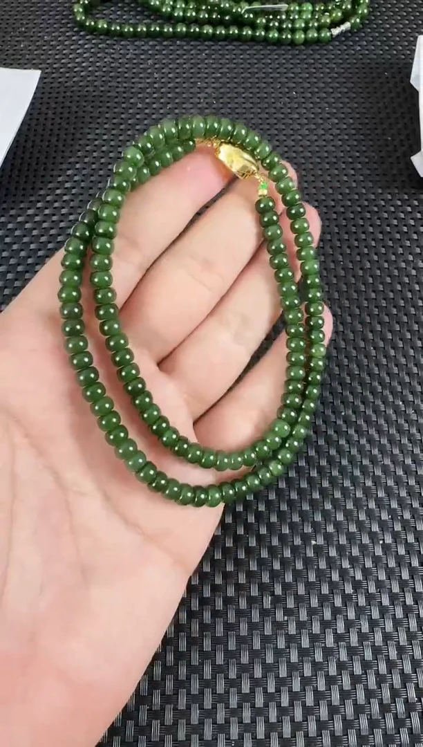 【闪购商品】和田玉（碧玉）项链未镶嵌约6MM算盘珠多样性发一