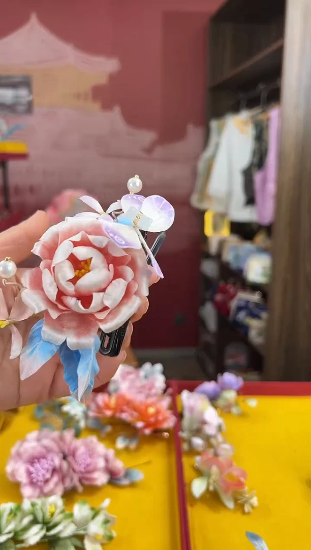 【闪购商品】刺绣非遗绒花（发饰）