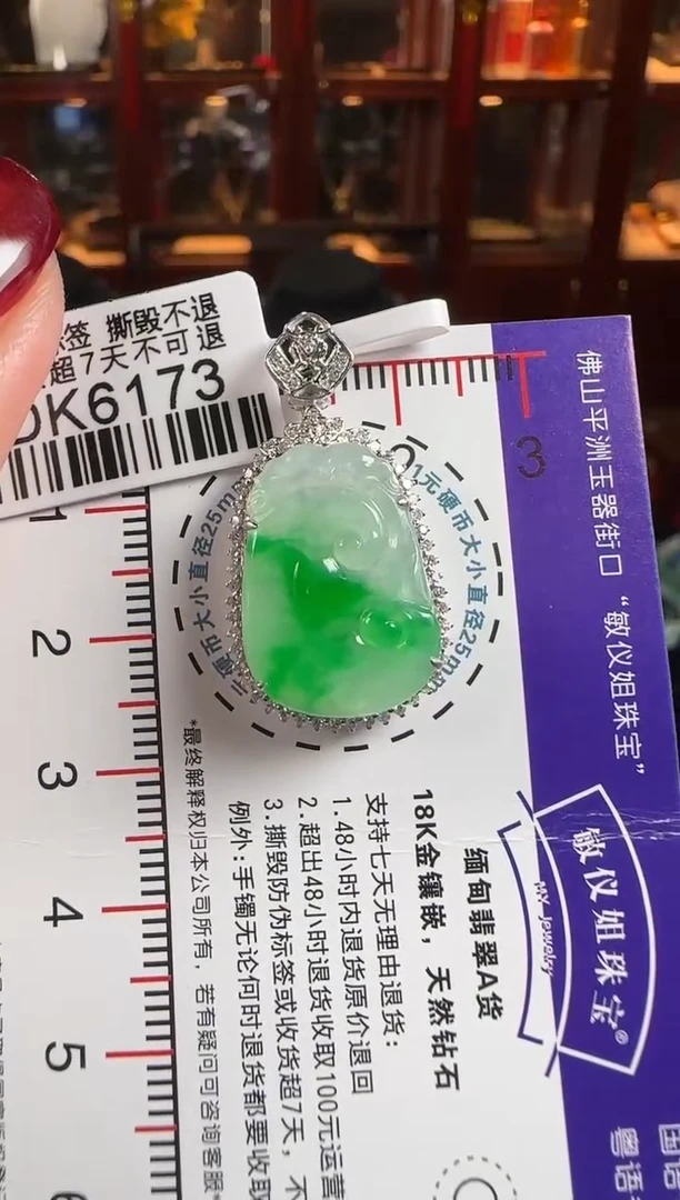颈饰18K金镶嵌翡翠DK6173绿如意