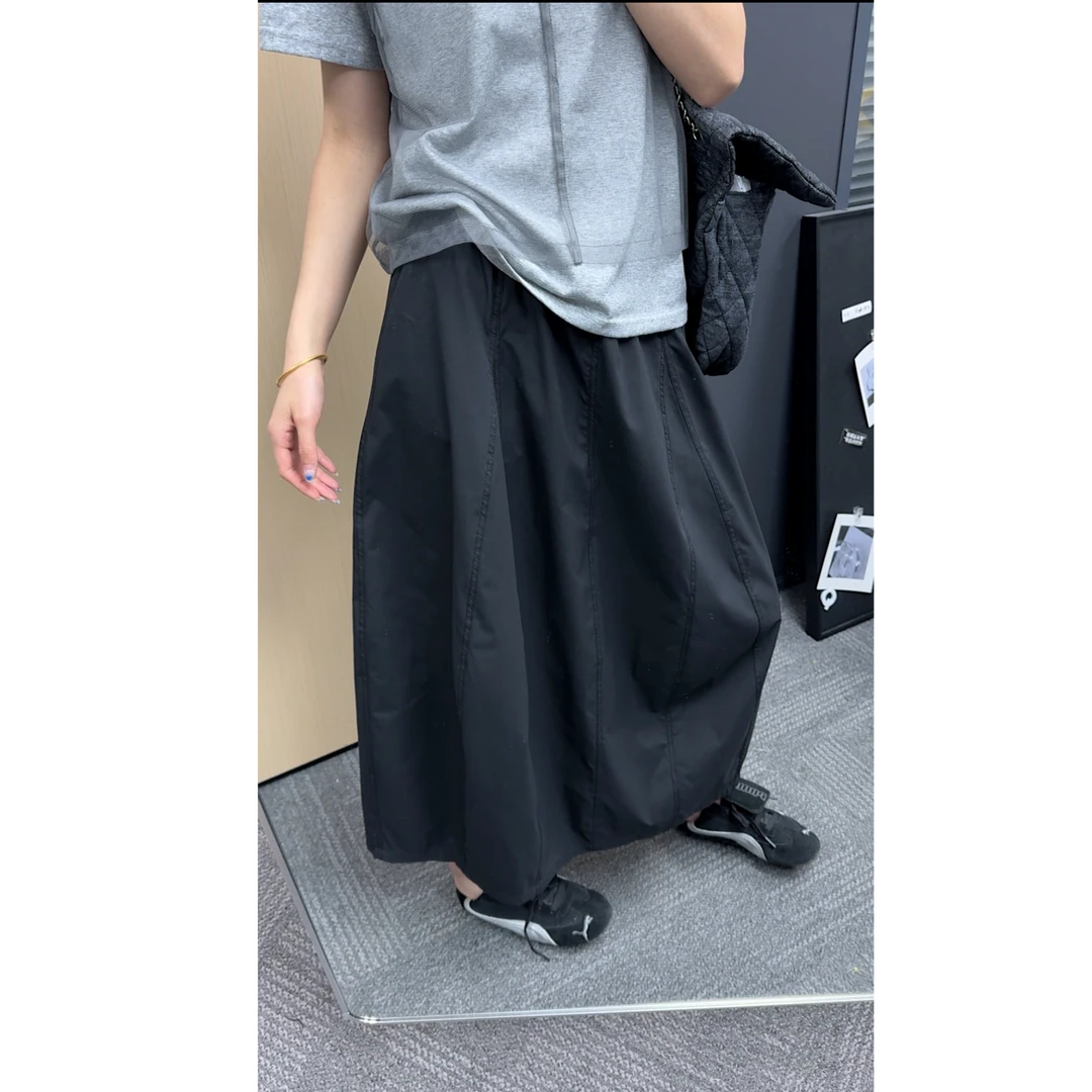 okk!复合防晒松紧腰A字宽松百搭工装半身裙