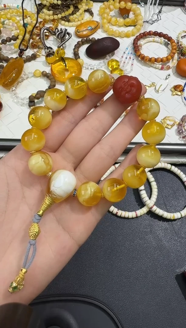 18K金镶嵌琥珀手串X0424-1195-280/18k