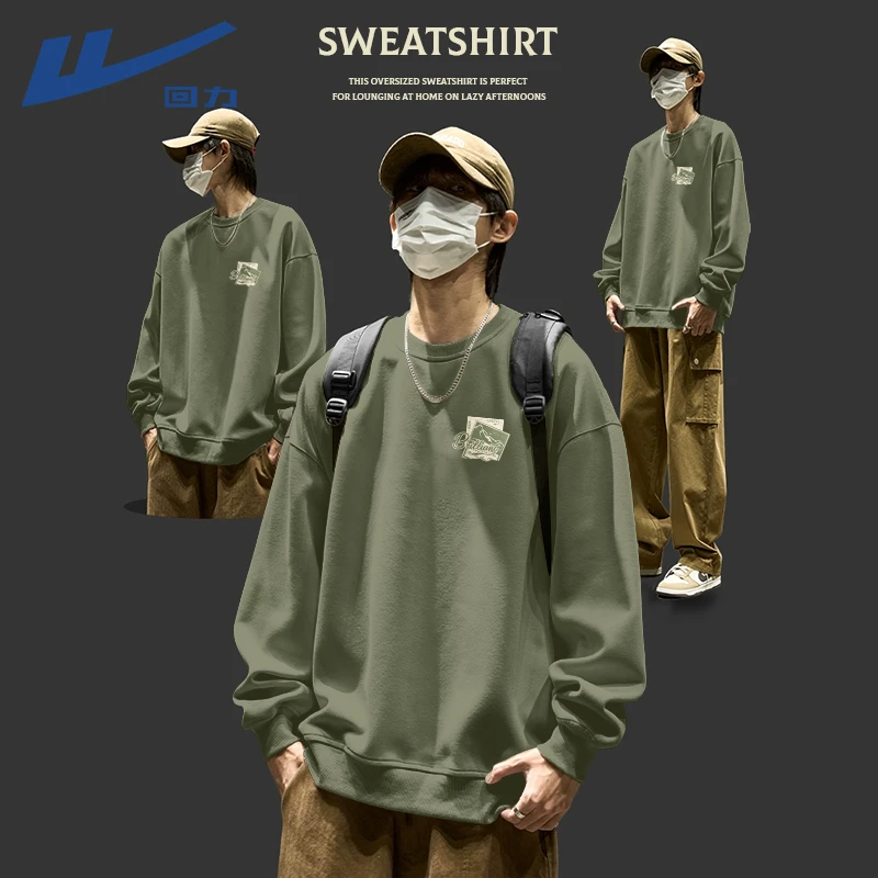 回力圆领卫衣男款爆款2025新款春秋重磅长袖外套男士痞帅潮牌男装