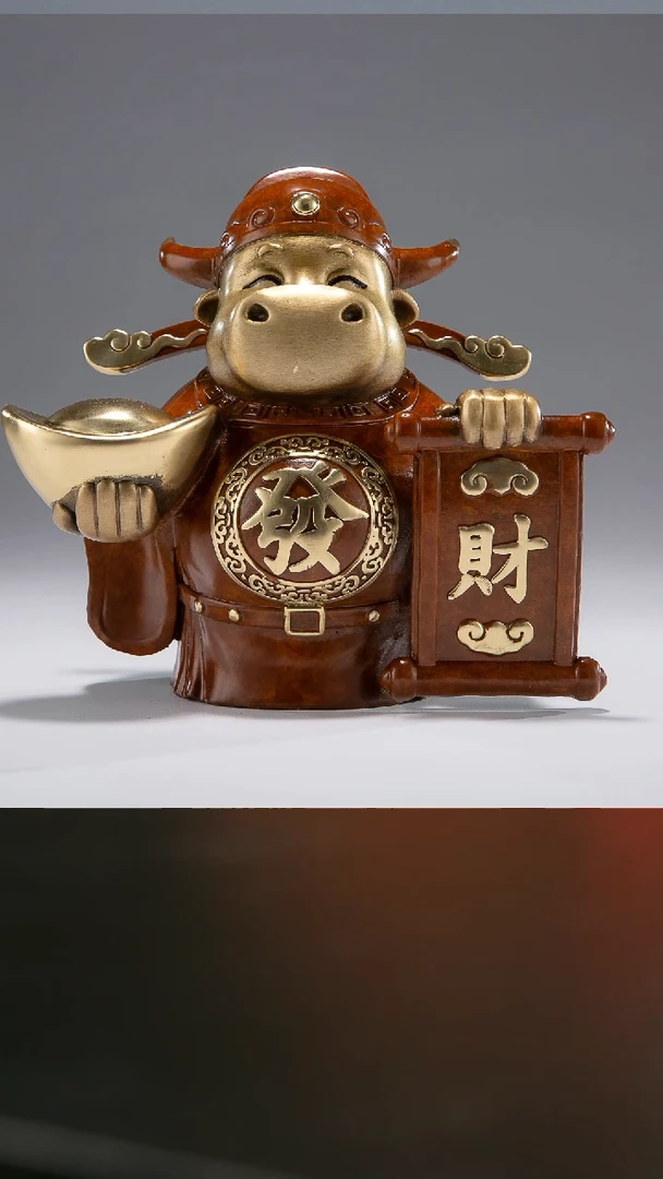 【闪购商品】朱炳仁铜 牛财神 红色
