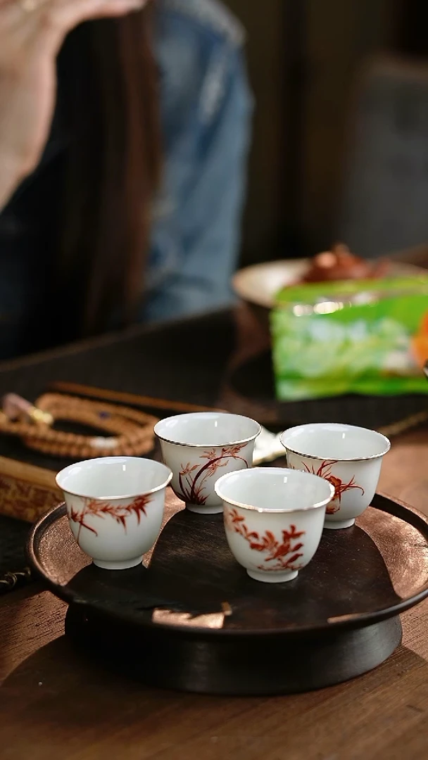 其他包银梵红梅兰竹菊杯4只款
