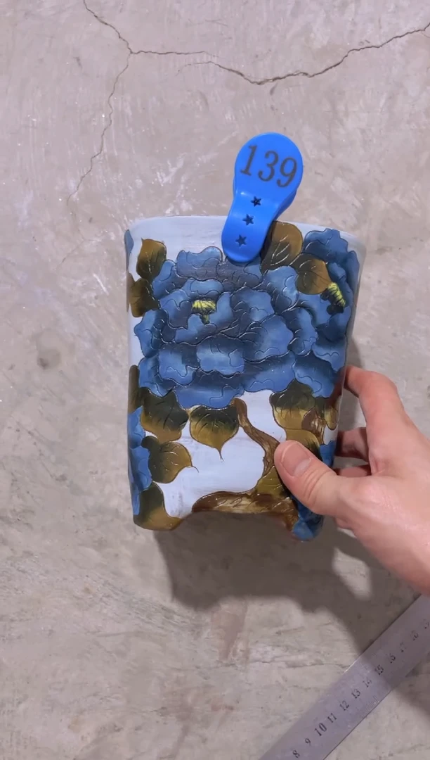 摆件139陶花岛花盆罐—手工痕迹默认，大小会有1-2公分误差