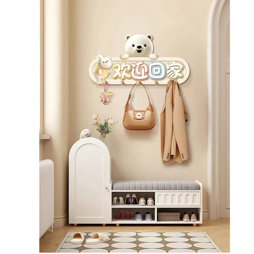 卡通客厅装饰挂衣钩入户走廊过道挂衣架装饰画挂钩架钥匙包收纳架