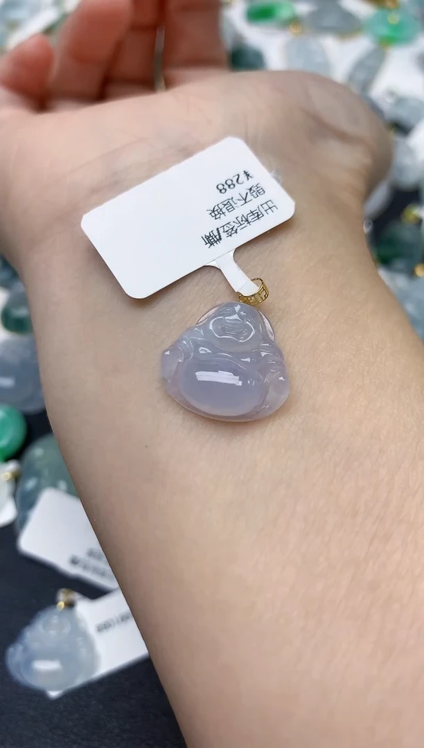 颈饰18K金镶嵌翡翠天然缅甸A货翡翠