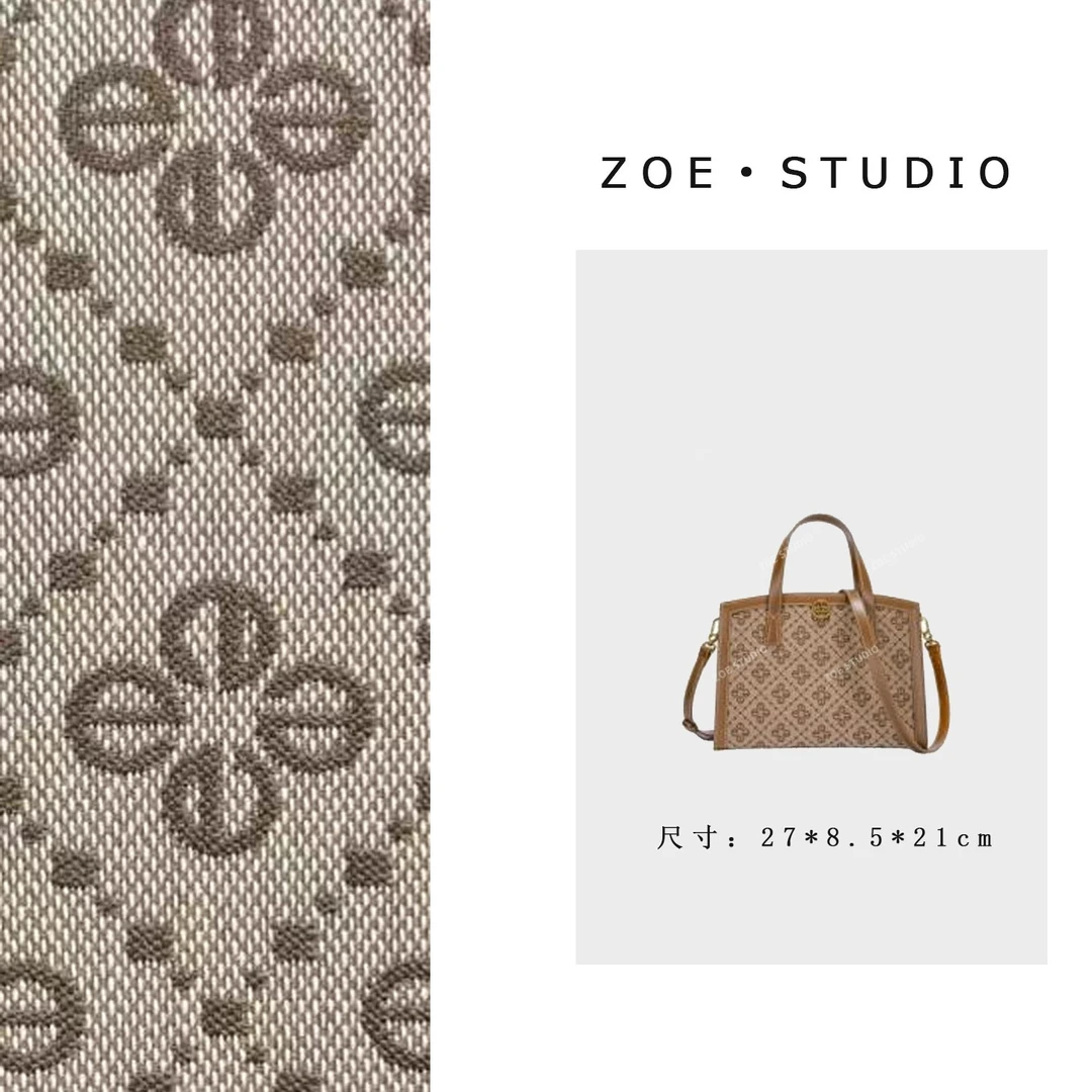 【佐伊甄选】GQ-11452-布四叶花配棕轻奢女士时尚潮流百搭斜挎包