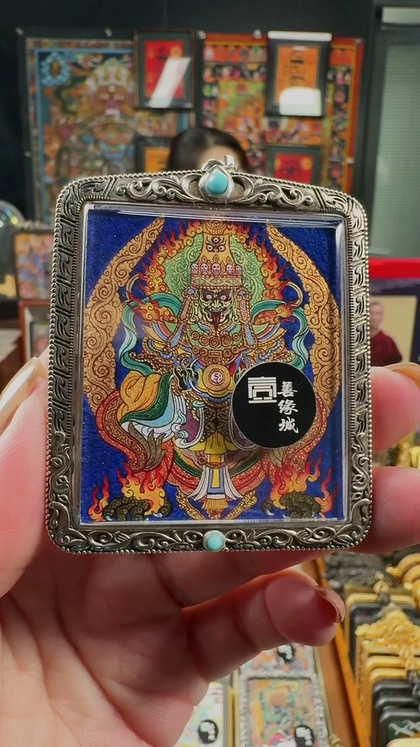 吊坠 壹善缘城手绘唐卡扎基银防水壳