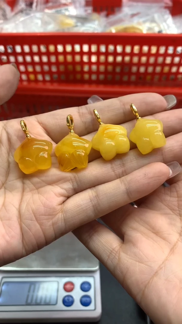 银S925镶嵌琥珀珠宝奇石1757多样性发其一默认有瑕