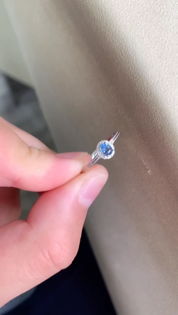 蓝宝石戒指银S925镶嵌戒指