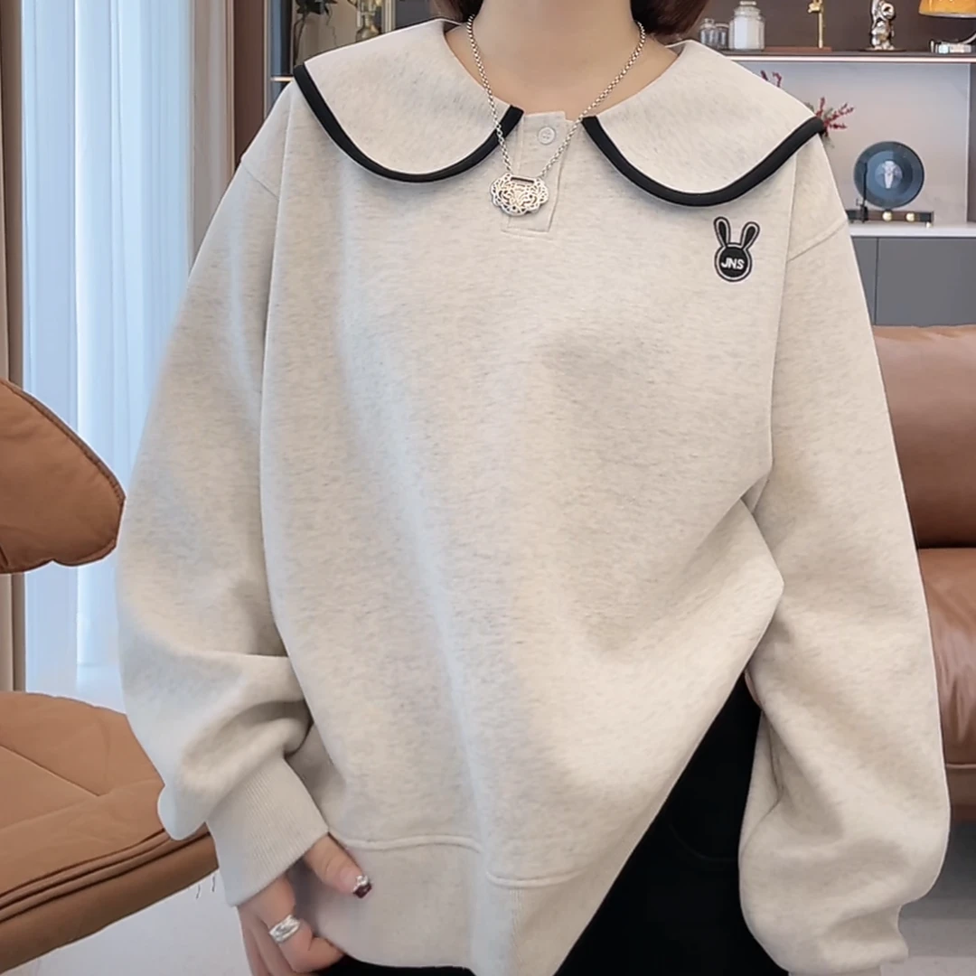 【珊珊专属】设计感娃娃领兔子长袖卫衣女2025年新款春季新款13336