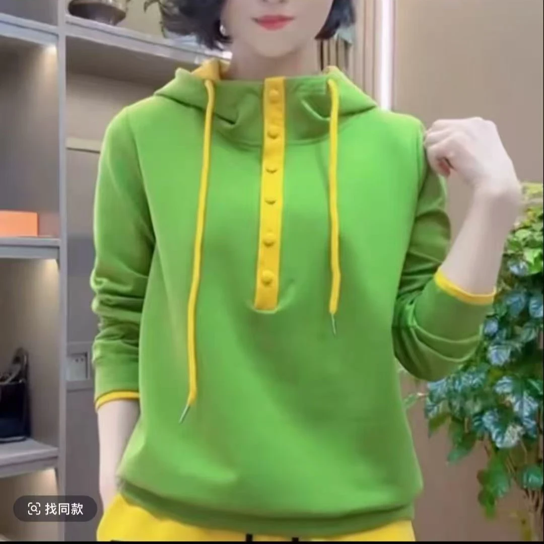 2025女新款连帽卫衣休闲时尚百搭上衣显瘦气质打底春季穿搭衣服