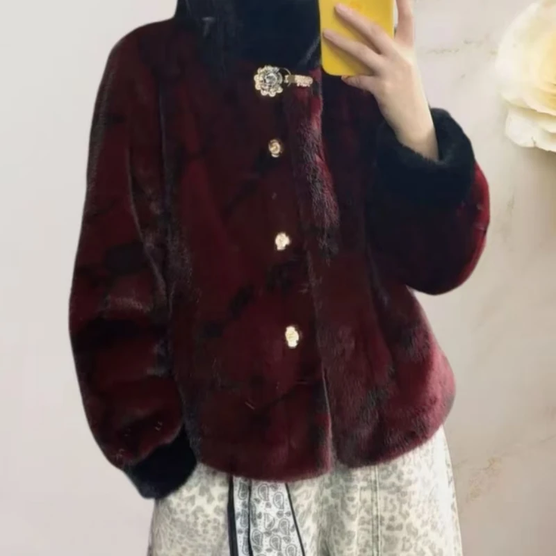 女士立领新款3D立体雪兰貂外套