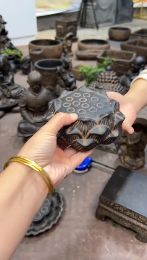 陶土【火山泥】莲蓬实心底座