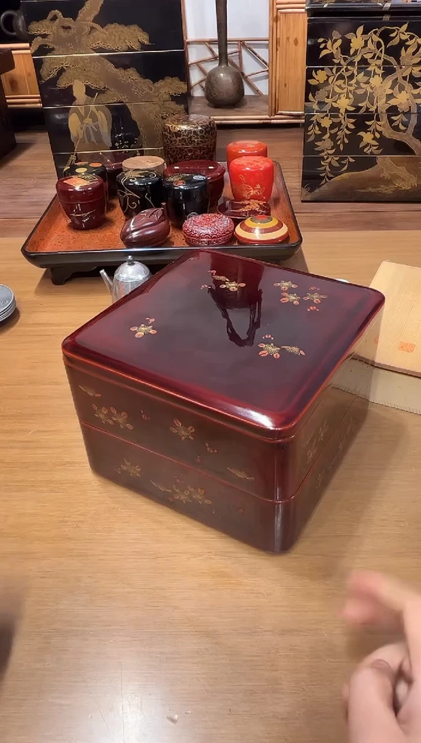 轮岛塗沈金 两段 大漆漆器大漆漆器