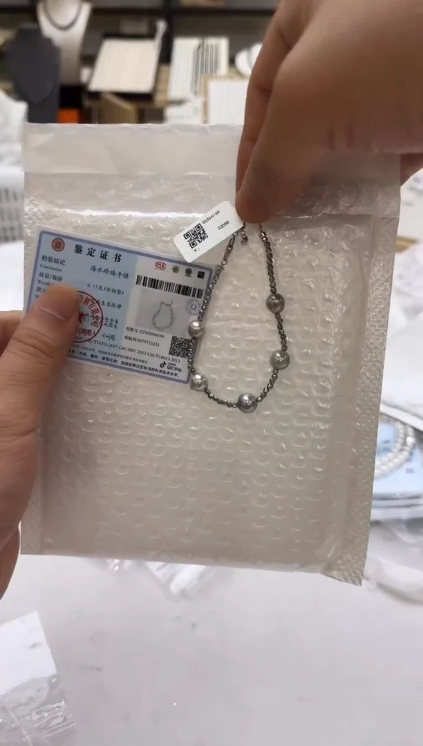 海水珍珠银S925镶嵌手链7-8mm 真多麻5颗