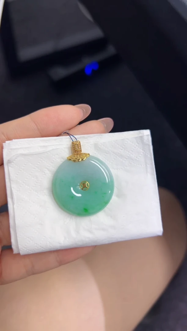 【闪购商品】翡翠18K金镶嵌颈饰Q缅料A货翡翠/支持复检/一件