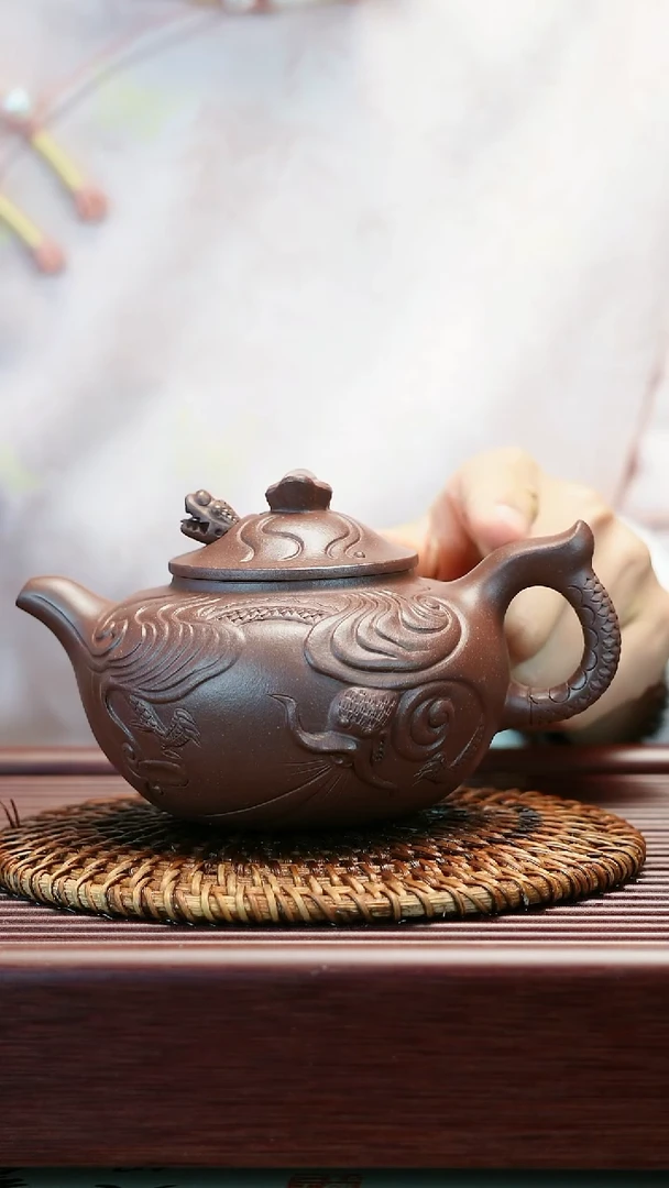 茶壶紫砂原矿大水潭天青泥  云龙壶  350cc