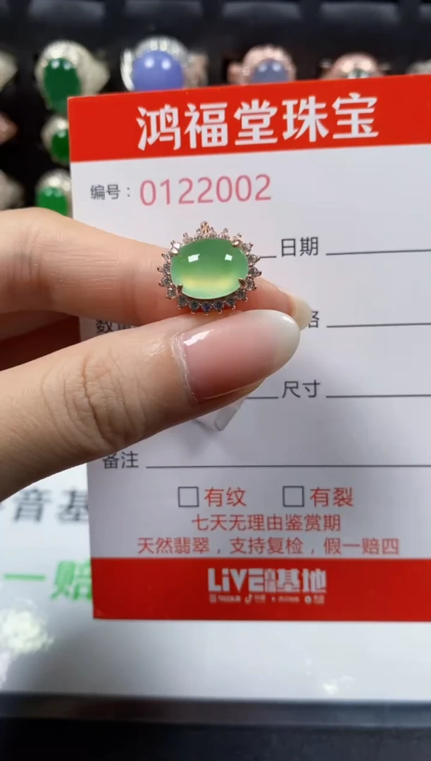 翡翠戒指银S925镶嵌2002