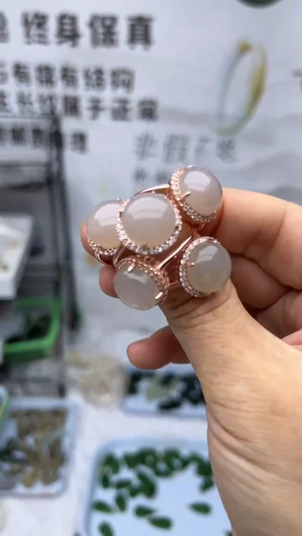 和田玉戒指银S925镶嵌多样性发货拍一发一