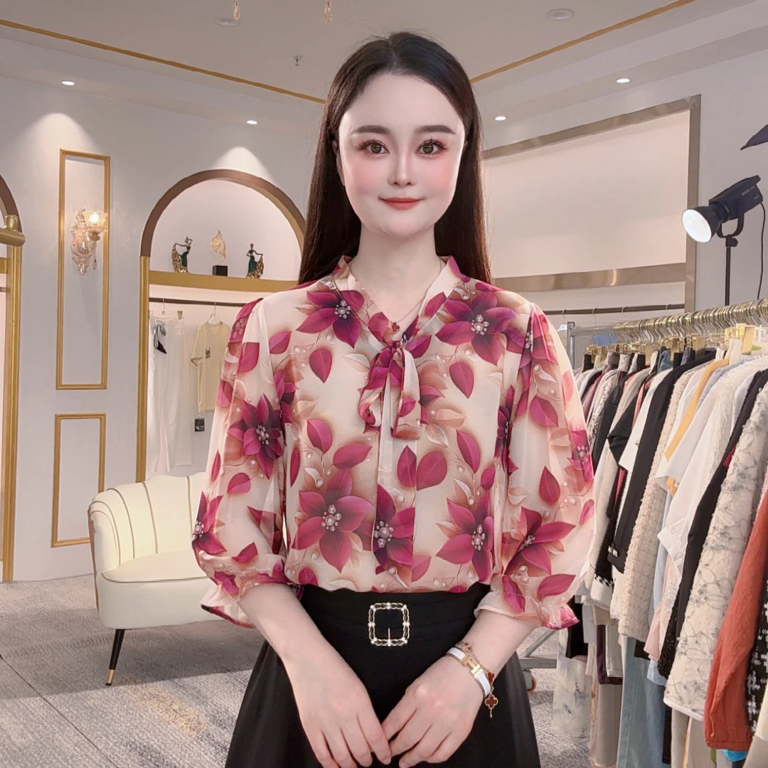 2025春夏新款印花遮肚显瘦洋气小衫208