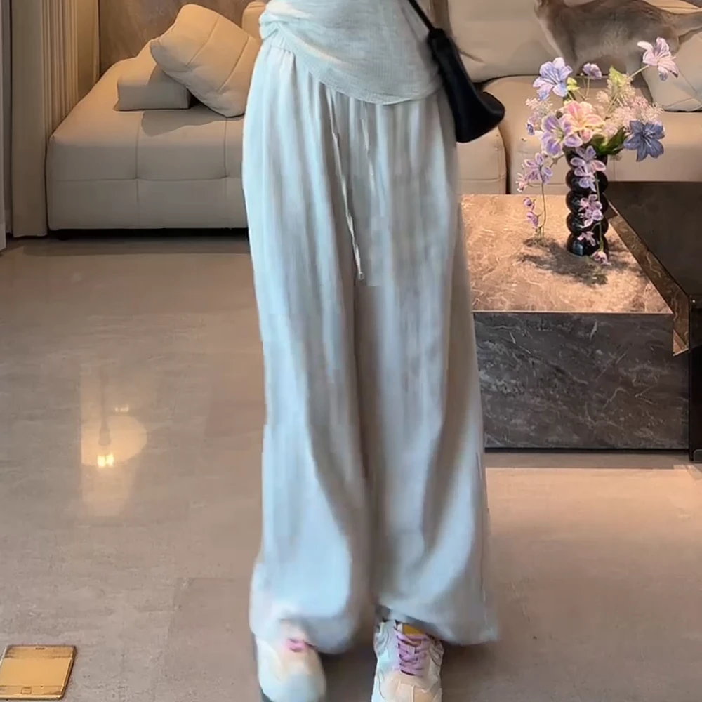 2025氧气裤~夏款混纺直筒裤高腰时尚休闲百搭夏季垂感纯色韩版