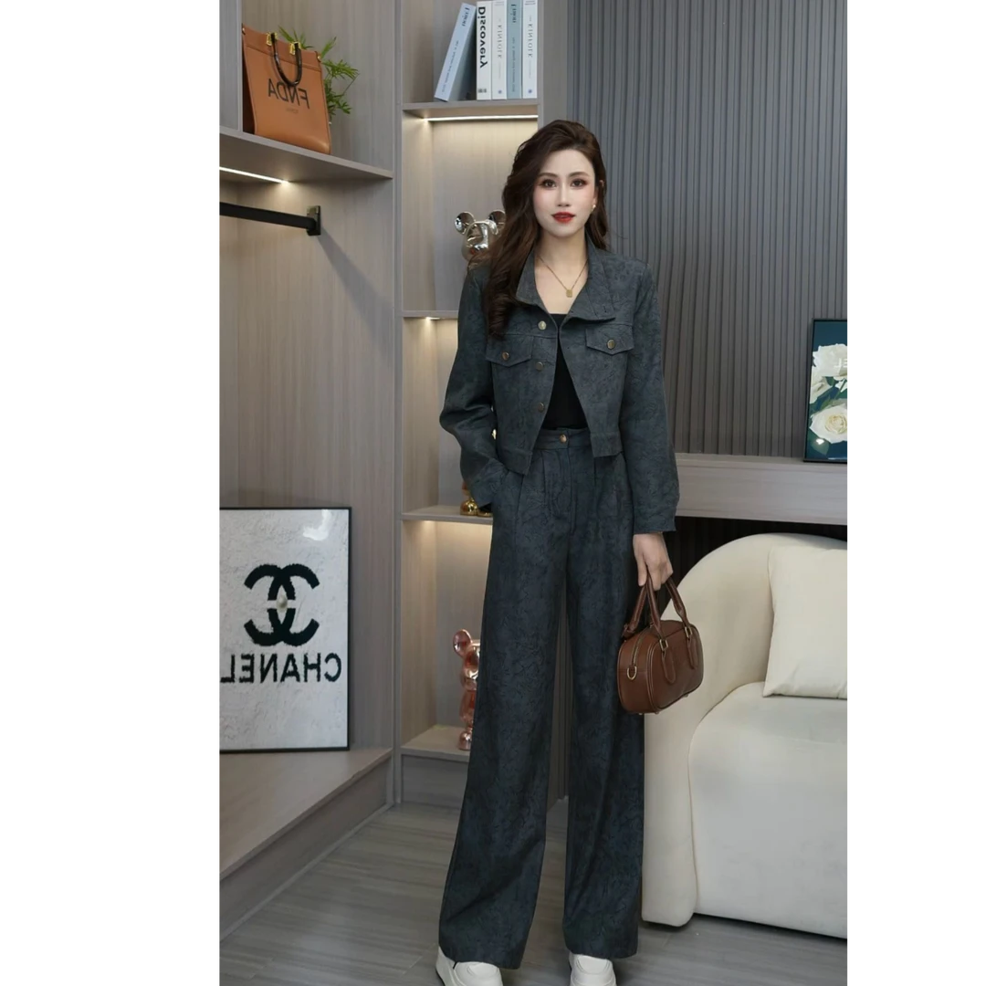 2025春季新款扎染百搭上衣+裤子时尚套装女