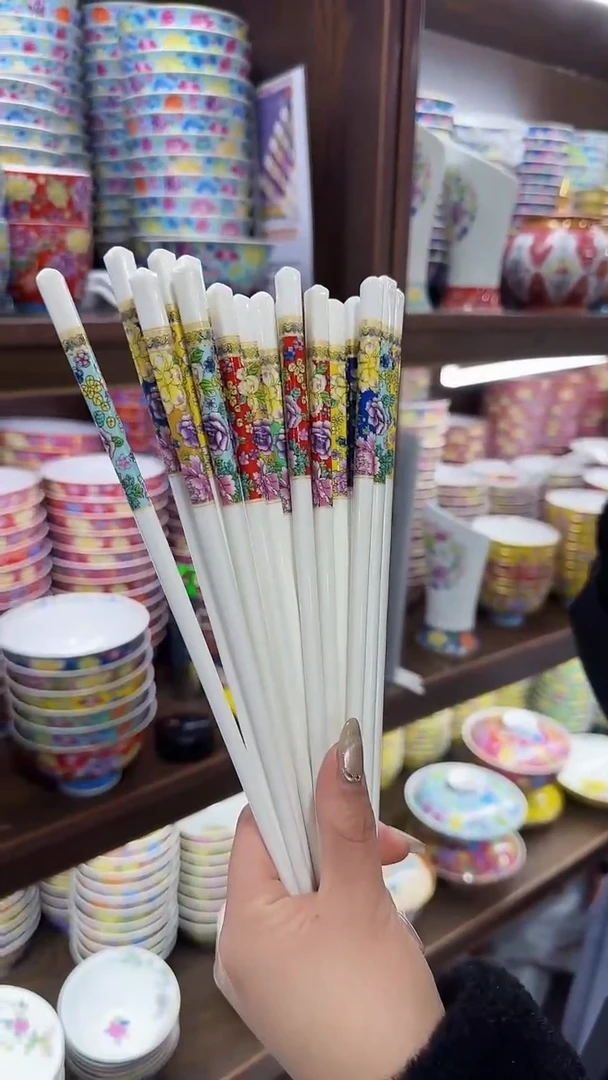 【闪购商品】瓷片筷子10双景德镇陶瓷混色