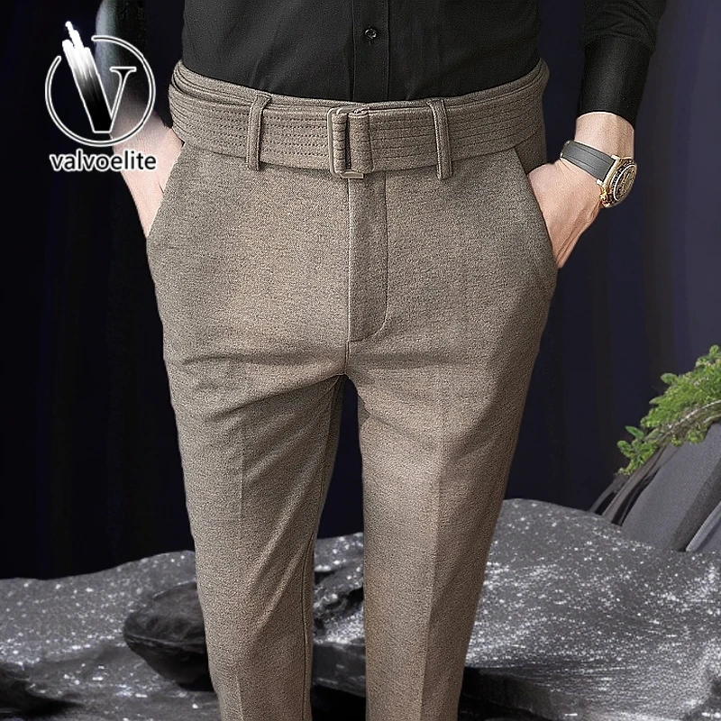 VALVOELITE毛呢西裤男士修身加厚休闲裤商务正装西装裤男装秋冬季