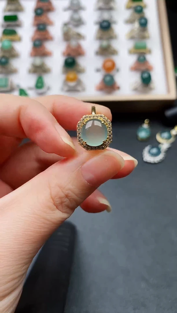 银S925镶嵌戒指翡翠11111111