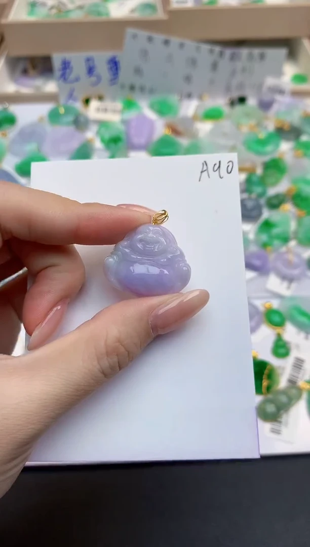 颈饰18K金镶嵌翡翠天然缅甸A货翡翠