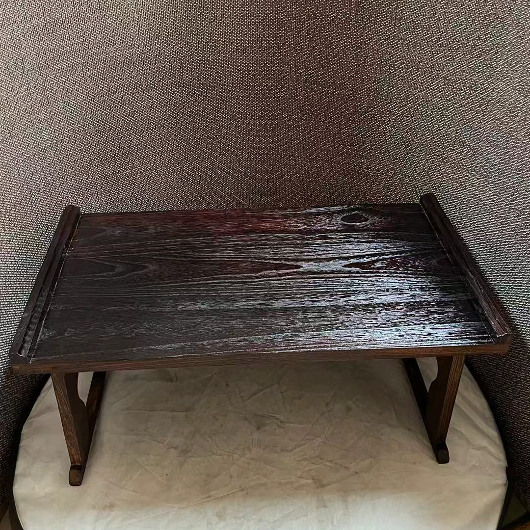 001瑕疵款 长60宽34高29cm 实木折叠桌复古做旧床上书桌飘窗茶几