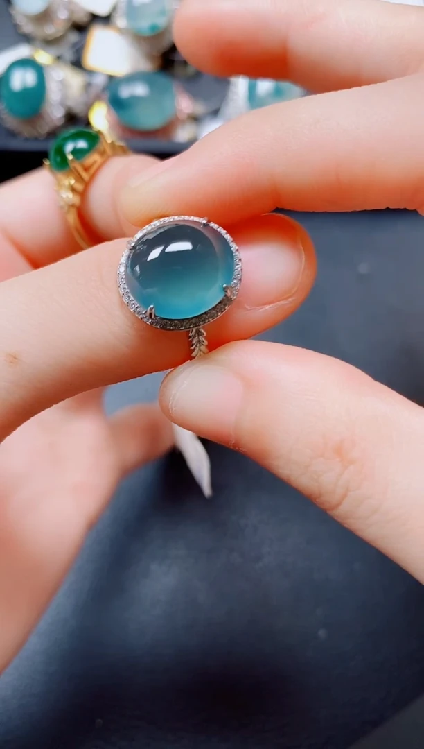 翡翠戒指银S925镶嵌翡翠