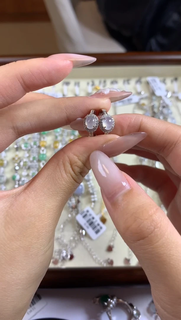 银S925镶嵌戒指翡翠耳饰