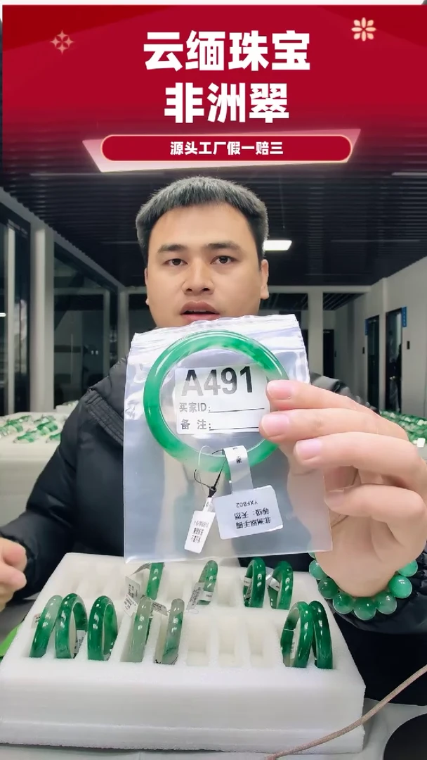 未镶嵌手镯石英质玉（非洲翠）61圈口A491