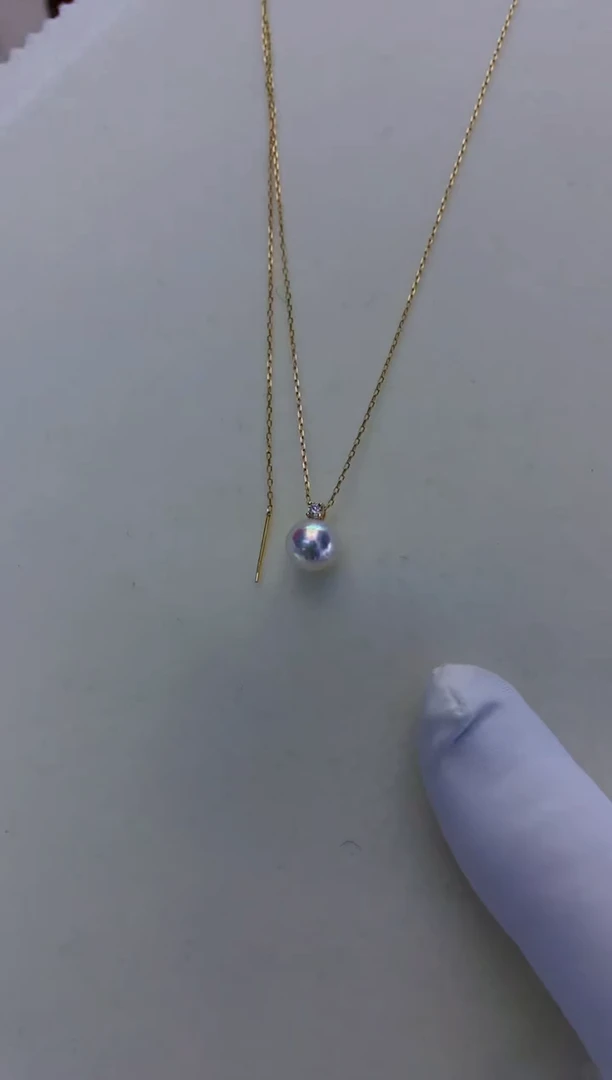 18K金镶嵌海水珍珠商品7-8钻石王妃吊坠