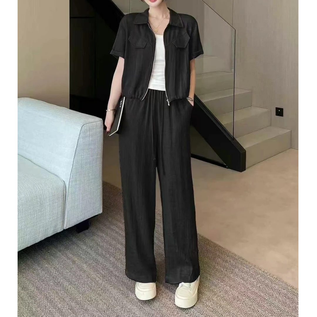 小施家南韩高货设计款拼接显瘦休闲套装610