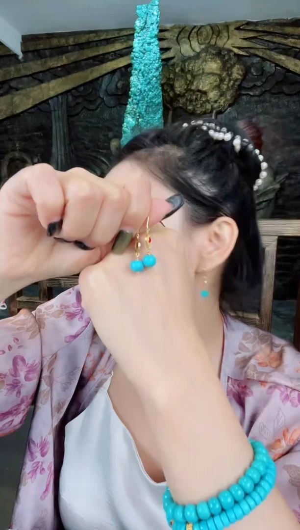 未镶嵌绿松石耳钉发货一件