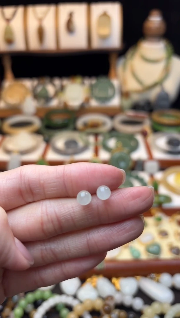 【闪购商品】和田玉耳饰银S925镶嵌放漏