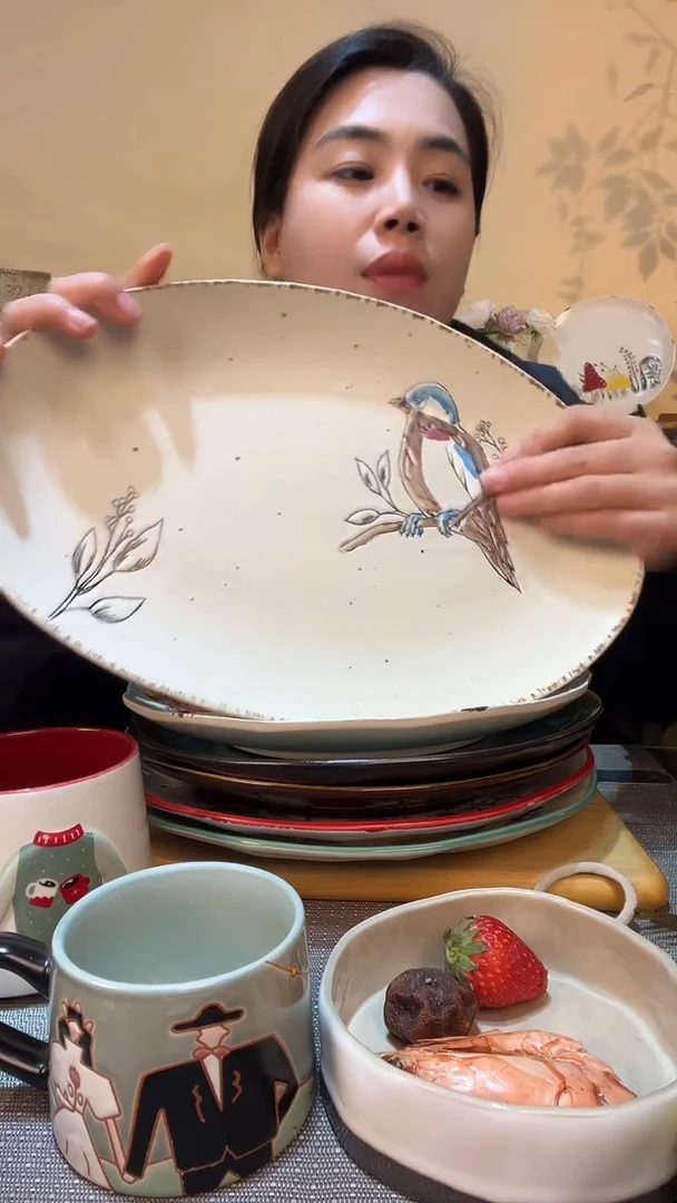 【闪购商品】瓷片小鸟鱼盘 微瑕介意勿拍