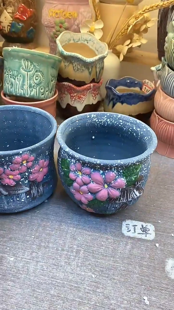 @@陶瓷多肉花盆G13暗香花园2件套