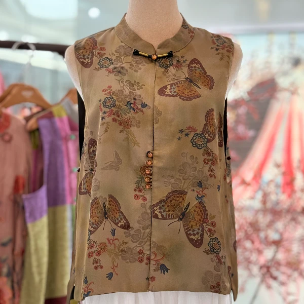 【蝶影马甲】时尚短款宽松花纹新中式国风263-8852蝶影马甲