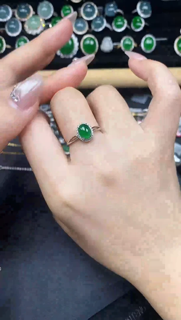 银S925镶嵌戒指翡翠278385