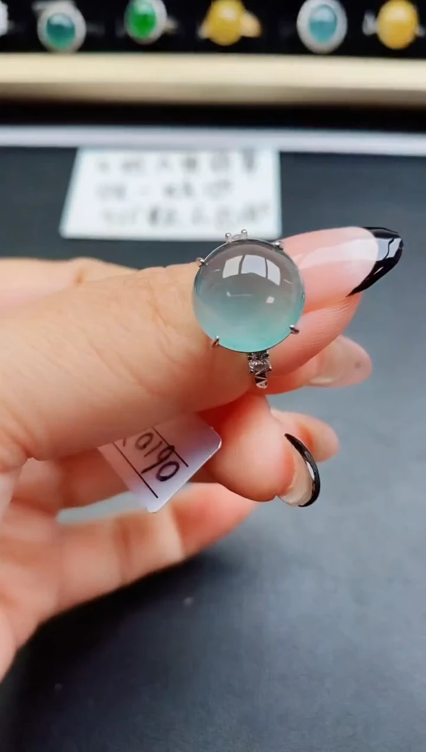 翡翠戒指银S925镶嵌58005